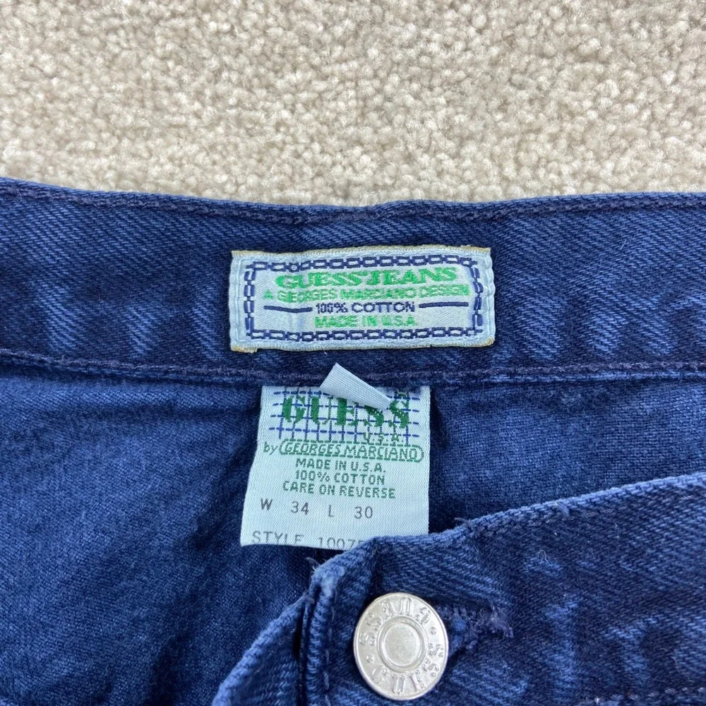 Vintage Guess Jeans Mens 34x30 Blue Georges Marciano Button Fly Made in USA